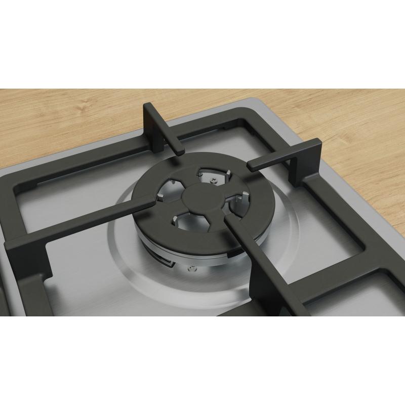 Placa de Gas Bosch Serie 4 PGH6B5K90 Integrado 58 cm 4 zonas Plata Negro