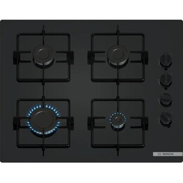 Bosch, POH6B6K30, Fogão a gás de 60 cm com 4 zonas de cozedura e ignição automática integrada, Preto
