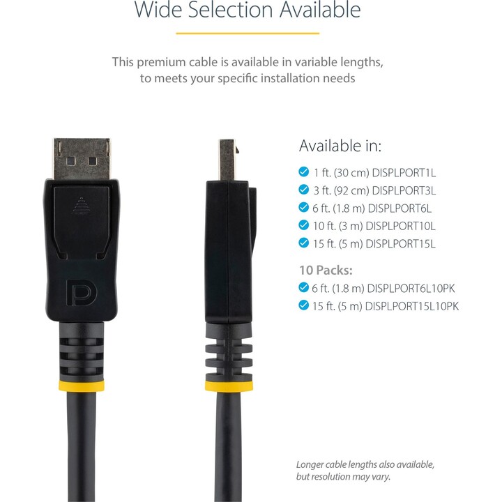 StarTech.com DISPLPORT6L 1.8m DisplayPort 1.2 Cable Black