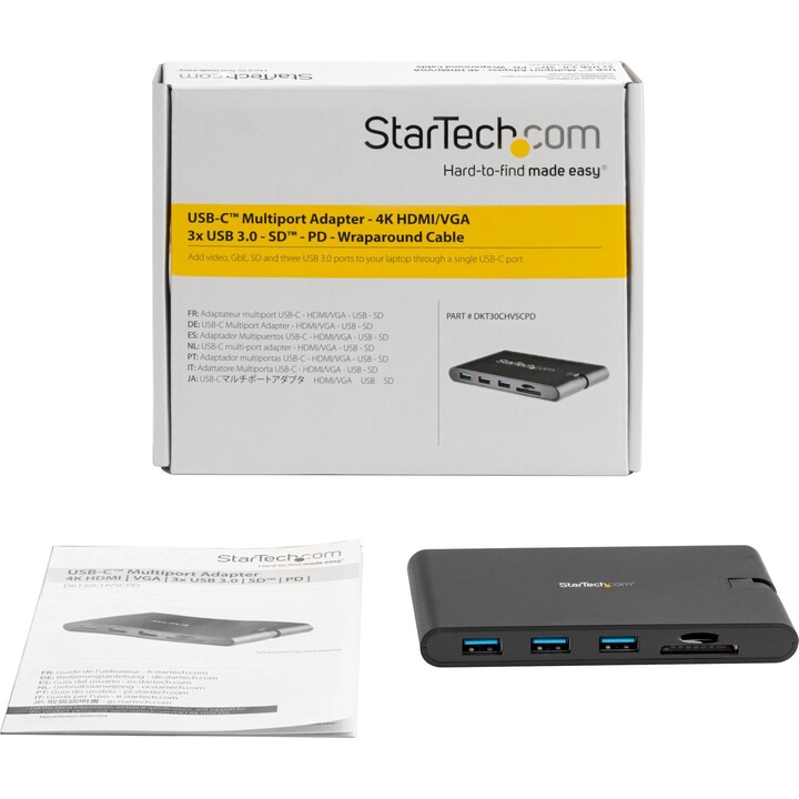 StarTech.com DKT30CHVGPD USB-C multiport adapter HDMI/VGA, USB-A, GbE, black