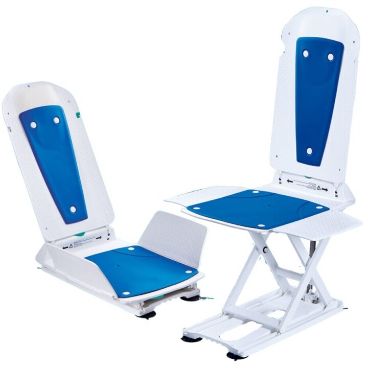 Kanjo ECO, Elevador de Bañera con Tapicería Ergonómica para Ayuda a la Higiene Personal, Blanco / Bleu