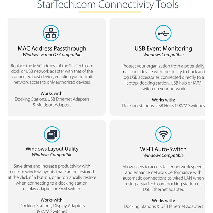 StarTech.com DKT31CHVL base & duplicador de portas Com fios USB 3.2 Gen 2 (3.1 Gen 2) Type-C Preto, Prateado