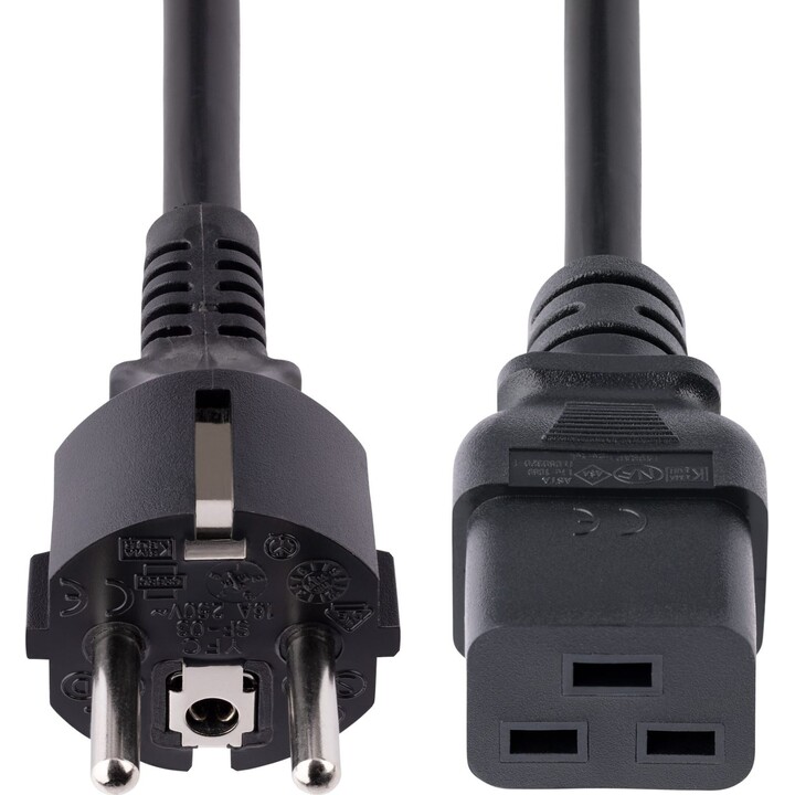 StarTech 2m Computer Power Cable, 16AWG, EU Schuko to C19, 16A 250V
