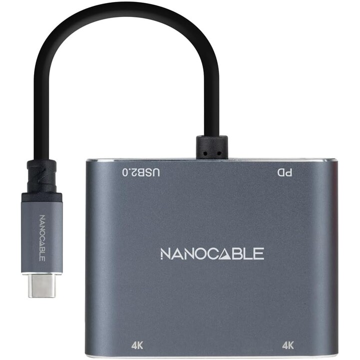 Nanocable USB-C to 2xHDMI/USB2.0/PD Converter