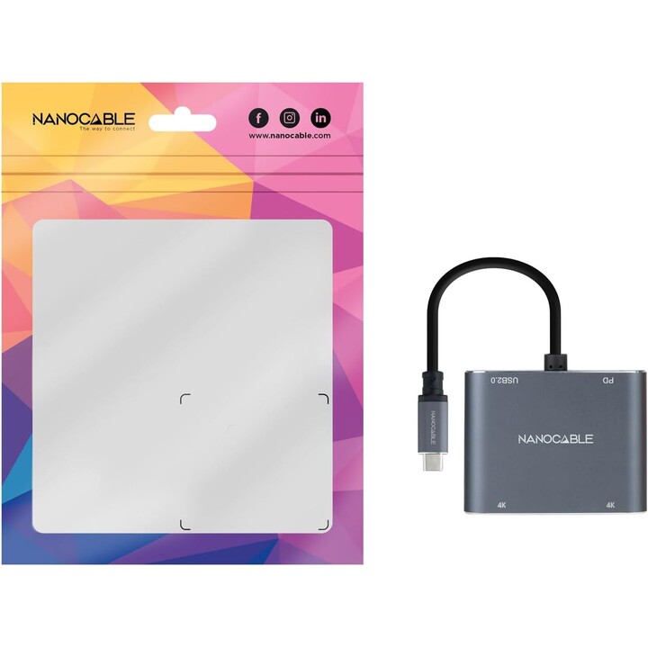 Nanocable USB-C bis 2XHDMI/USB2.0/PD-Konverter