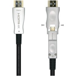 Cable AISENS HDMI V2.0 AOC (câble optique actif) High Speed ​​à grande vitesse détachable, noir, 30 mètres