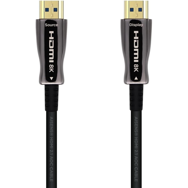 Aisen HDMI type-A mâle standard à mâle v2.1 AOC Ultra High Speed ​​Cable 20m noir