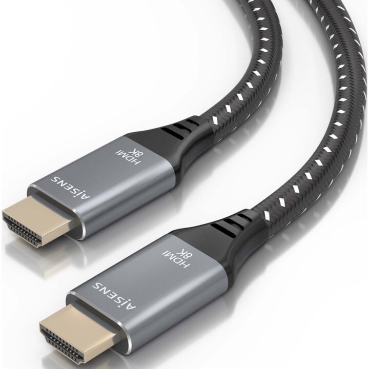 Aisens HDMI V2.1 Ultra High Speed ​​/ HEC 8K @ 60Hz 48 Gops Câble, A / M-A / M, gris / noir, 7,0 m