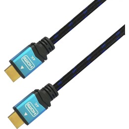 Cable HDMI V2.0 à haute vitesse premium Premium / HEC @ 60Hz 18 Gbps, A / M-A / M, noir / bleu, 10 mètres