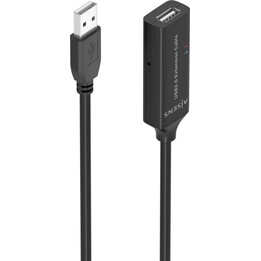 Aisens USB 2.0-Verlängerungskabel mit Verstärker, Typ A/M-A/F, Schwarz, 15m