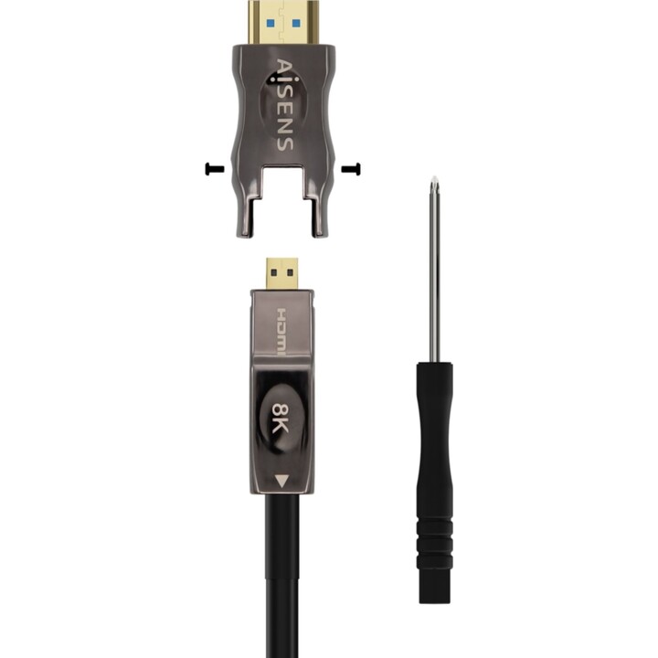 Aisens HDMI V2.1 AOC Abnehmbares Ultrahoch-Hochgeschwindigkeitskabel/HEC 8K@60Hz 4K@120Hz 4: 4: 4 48GBit/s, A/M-D/A/M, Schwarz,