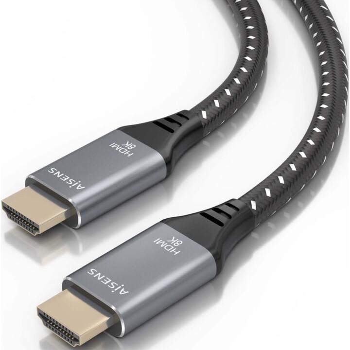 Aisen HDMI V2.1 Ultra High Speed ​​/ HEC 8K @ 60Hz 48 Gops Câble, A / M-A / M, Gray / Noir, 10m