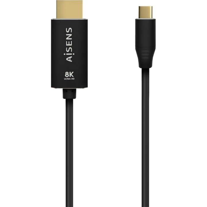Aisens aluminium USB-C à HDMI 2.1 8K @ 60Hz Câble convertisseur, USB-C / M-HDMI / M, noir, 2,0 m