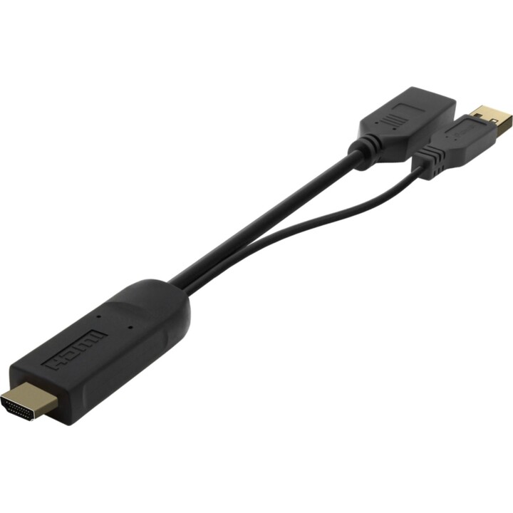 Cable Aisens Conversor Activo HDMI 2.0 + USB Alim. a Displayport V1.2, HDMI/M-USB/M-DP/H, Negro, 10 CM