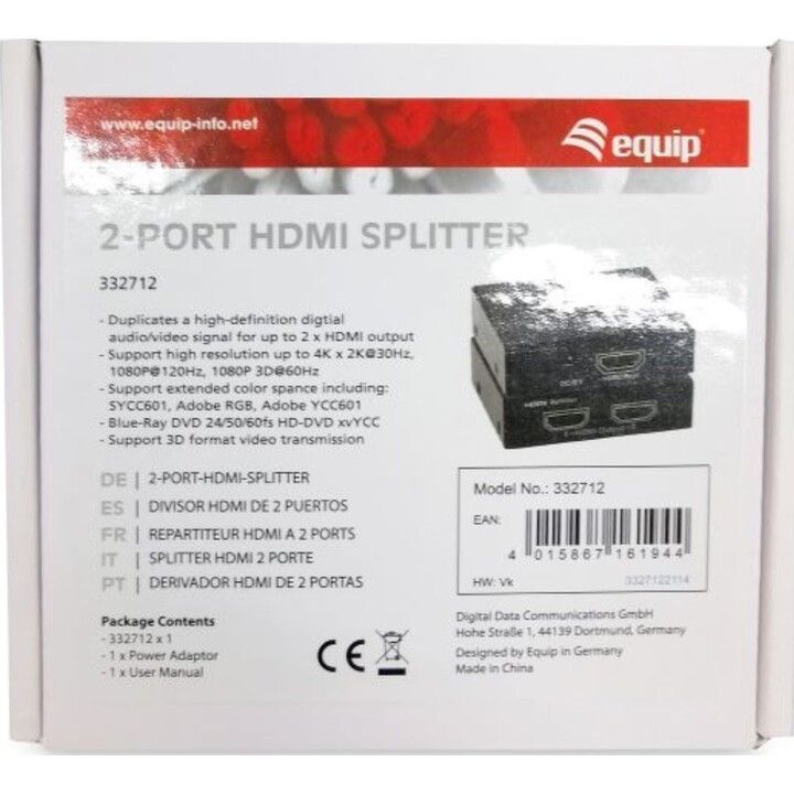 Equip 2-Port HDMI Splitter