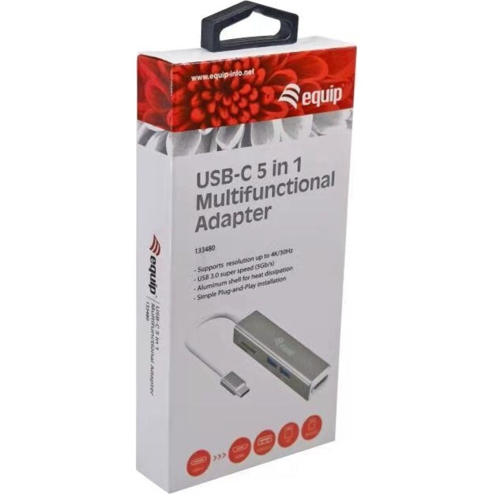 Equip USB-C 5 in 1 Multifunctional Adapter, HDMI, USB 3.2 Gen 1, TF/Micro SD