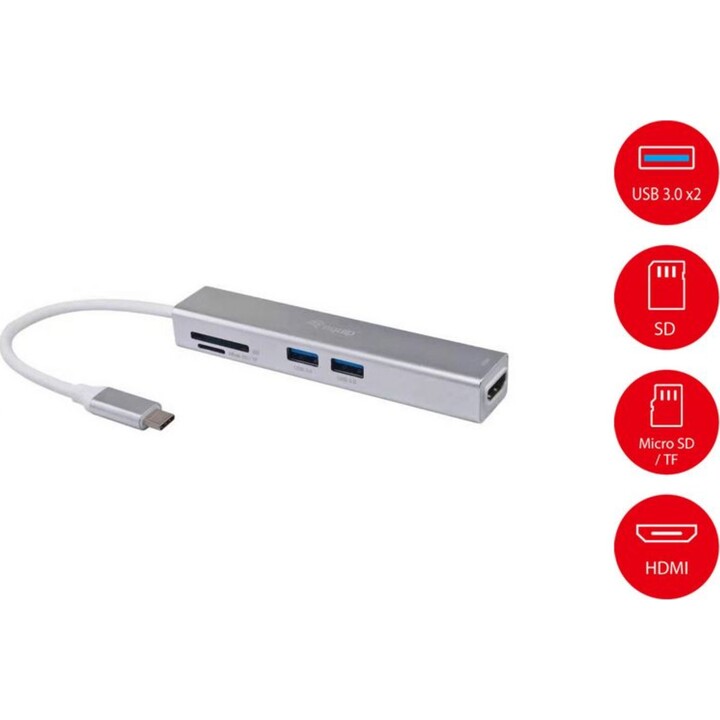 Equip USB-C 5 in 1 Multifunctional Adapter, HDMI, USB 3.2 Gen 1, TF/Micro SD