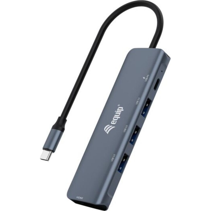 Equip 133487 adaptateur USB-C 5 en 1, HDMI, USB 3.2 Gen1, 100W, noir