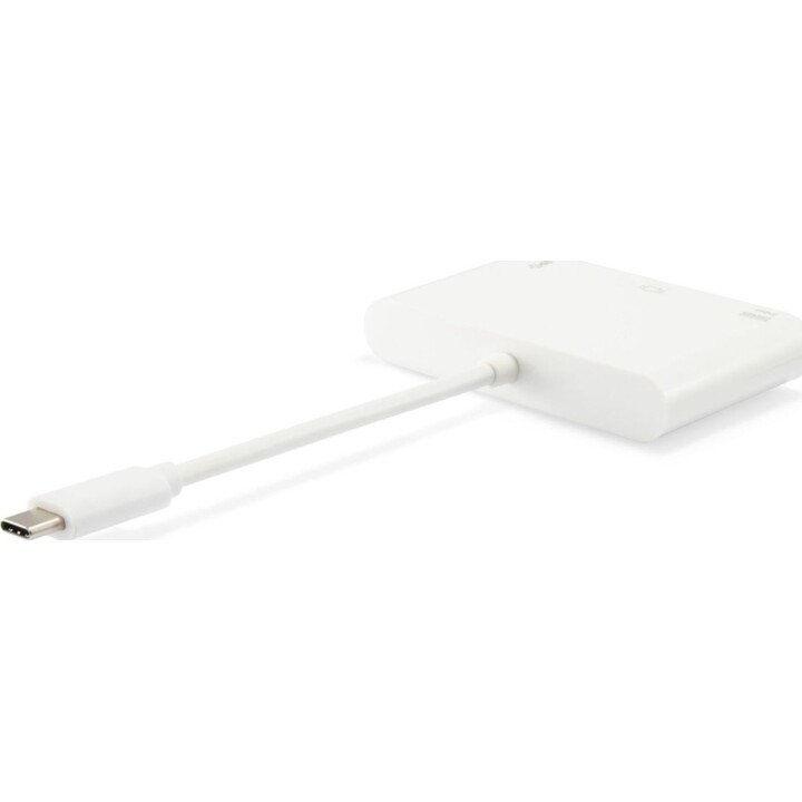 USB-C to VGA Adapter (HD15), USB-A, 60W USB PD, White, Equip