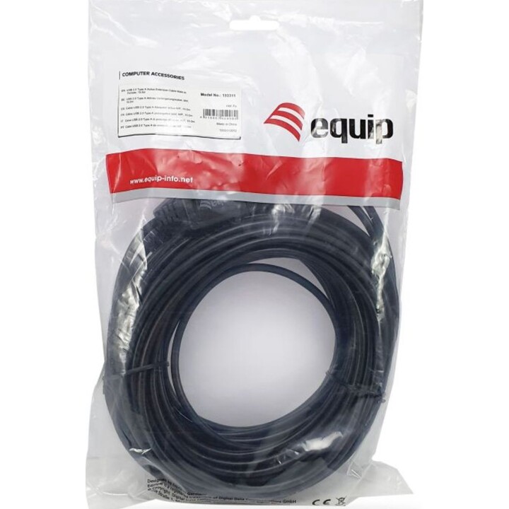 USB 2.0 Type A Male to Female Active Extension Cable, 15m, Equip