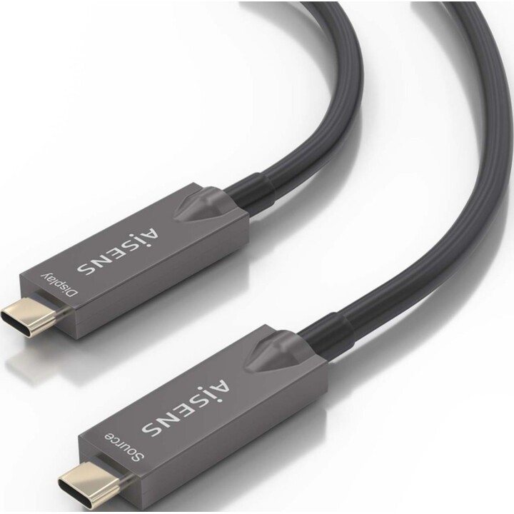 Aisens USB 3.1 Gen2 10gbps AOC 4K@60Hz 3a 60W E-Marker-Kabel, Typ USB-C/M-USB-C/M, Schwarz, 15m