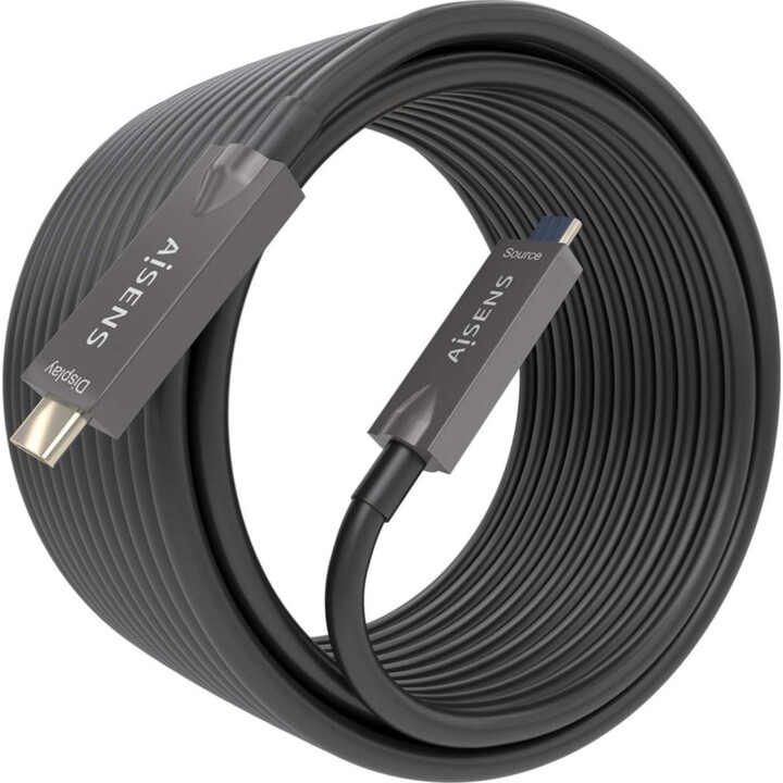 Aisens USB 3.1 GEN2 10GBPS AOC 4K@60Hz 3A 60W Cavo e-marker, tipo USB-C/M-USB-C/M, nero, 15M