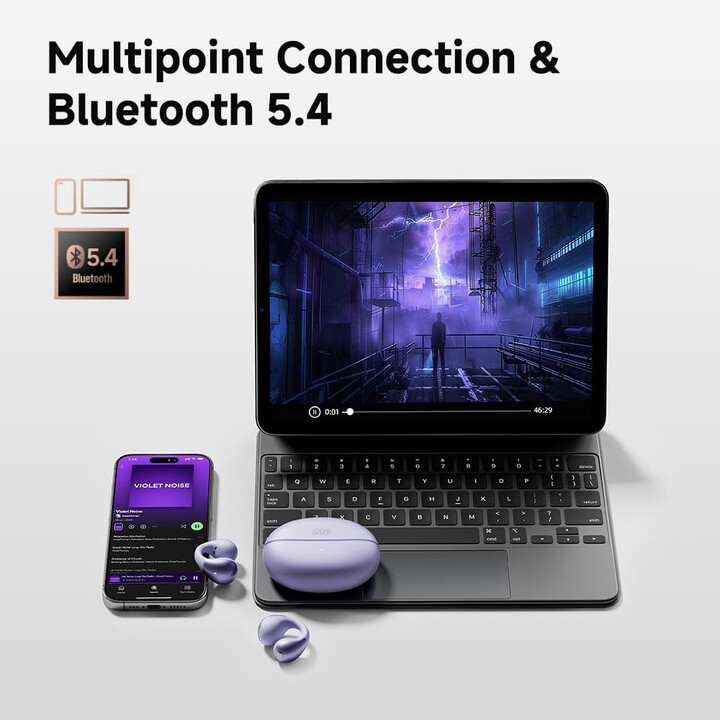QCY Crossky Clip C30 Roxo - Auriculares Bluetooth