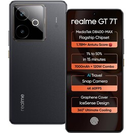 Realme GT 7T 5G, 12GB 256GB, Dual SIM, MediaTek Dimensidad 8400 Batería máxima 7000 mAh Noir