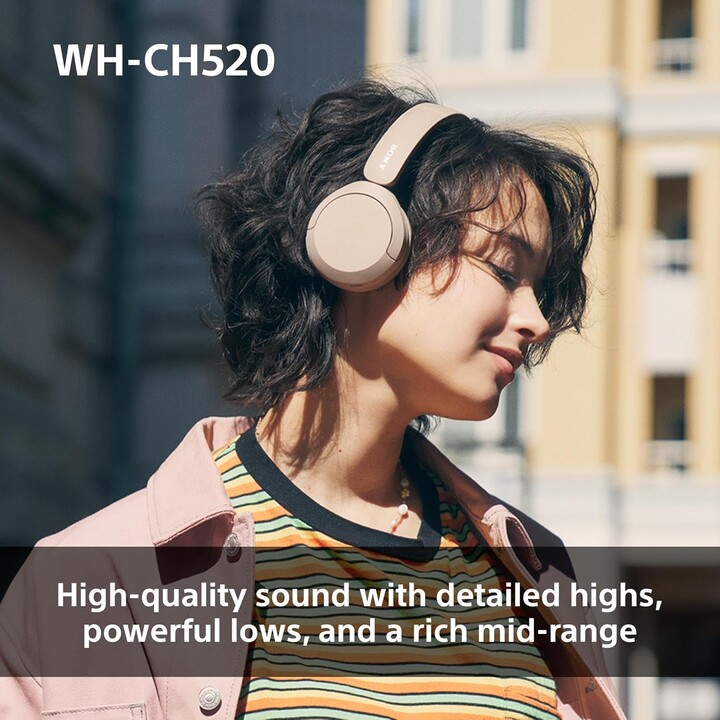 Cuffie On-Ear wireless Bluetooth Sony WH-CH520, design leggero, rosa
