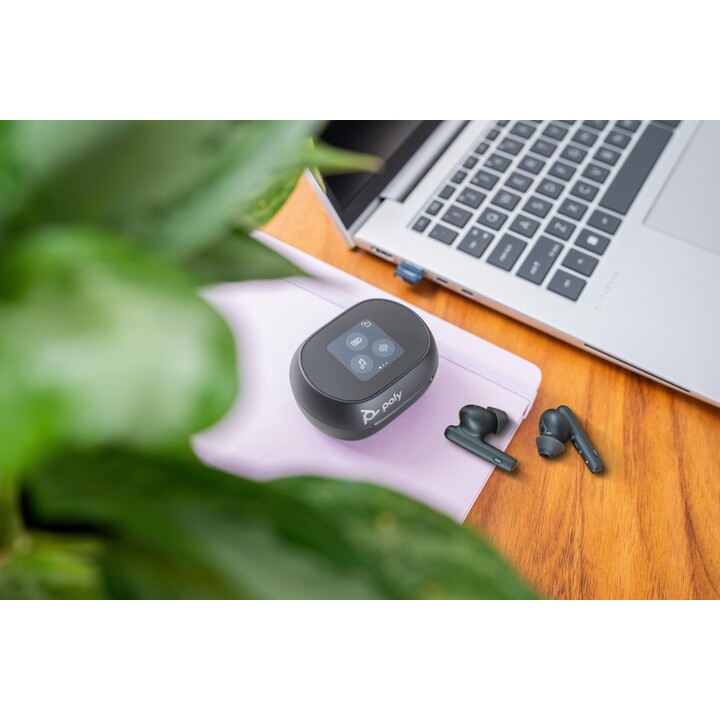 Poly Voyager Free 60+ USB-A Earbuds con custodia di ricarica touchscreen per Microsoft Teams, Black