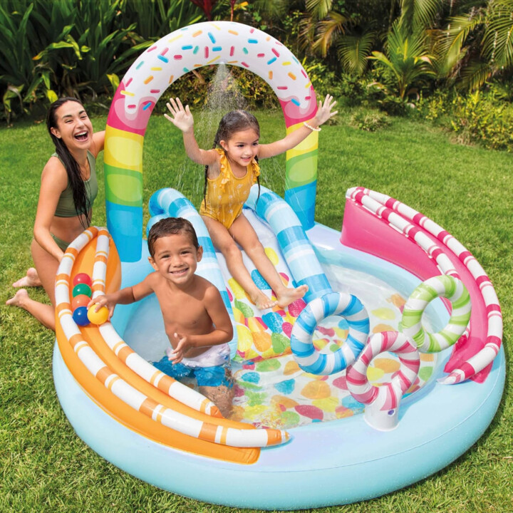 Intex 57144 Piscina Hinchable Infantil, Juegos Golosina con Tobogán, para Mayores de 2 Años