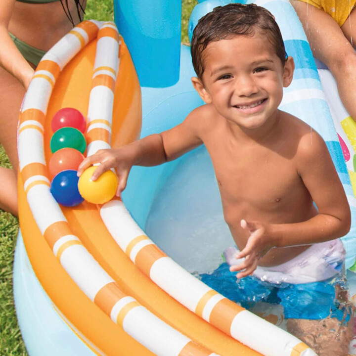 Pool de choches Intex 57144 Enfants gonflables, jeux de bonbons avec diapositive, pour 2 ans et plus