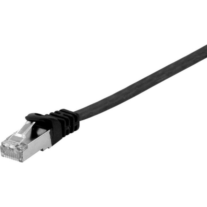 EQUIP 607696 Cat.6A U/FTP Flach-Patchkabel, 10m, Schwarz