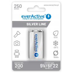 Pilas recargables everActive Ni-MH 6F22 9V 250 mAh Silver Line