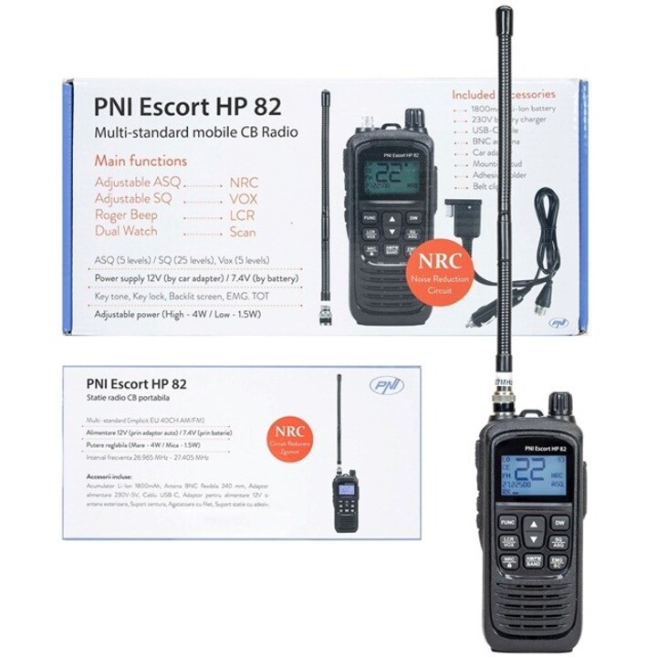 PNI Escort HP82 Handheld Car Radio CB 1800 mAh USB-C Black