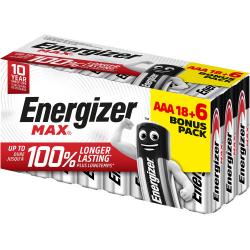 Boîte de 18 + 6 piles alcalines Max type LR03 (AAA) Energizer E303513204