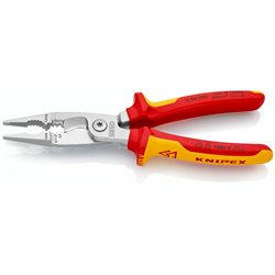 Pinze per l'installazione elettrica, lunghezza 200 mm, impugnature multi-componente cromate di superficie