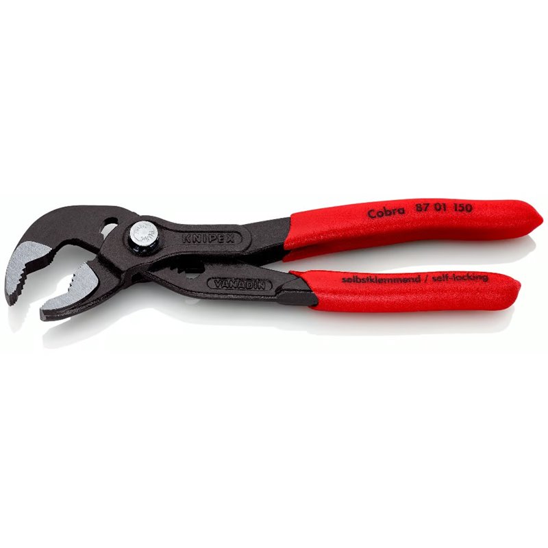 Alicates para bombas de agua KNIPEX Cobra High-Tech, longitud 150 mm, superficie lacada, mangos recubiertos de plástico
