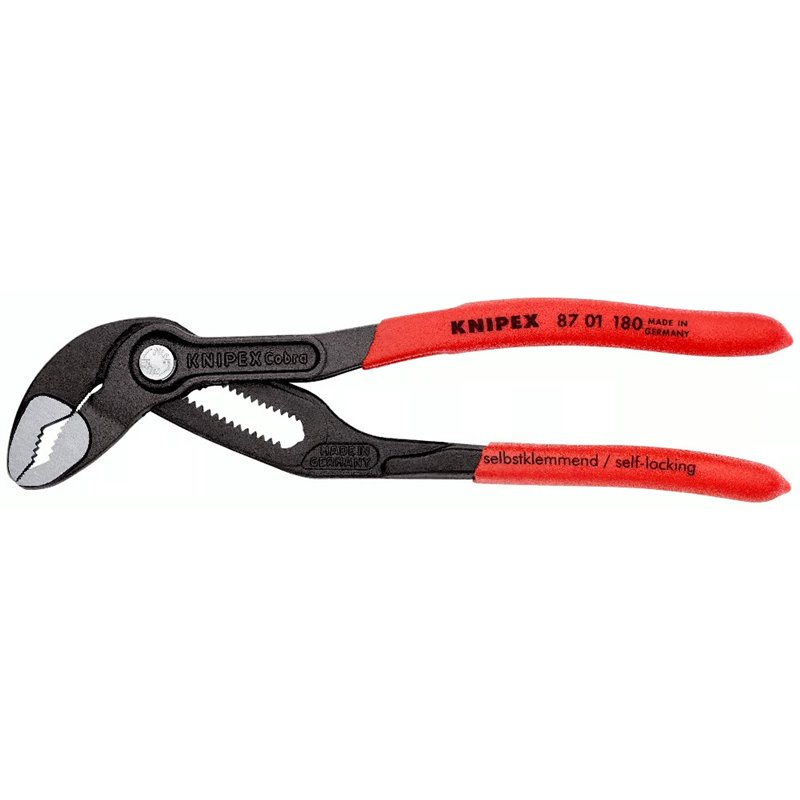 Pompe à pompe à eau High-Tech Knipex Cobra, longueur 180 mm, surface laquée, poignée en plastique revêtu de plastique
