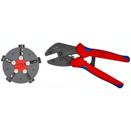 Knipex MultiCrimp, alicates de engarce con cambiador, rojo/azul