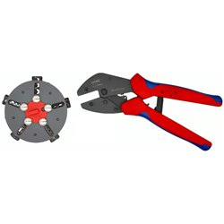 Pinze di crimpatura multicenim knipex con caricatore di cambio, lunghezza 250 mm, laccatura superficiale