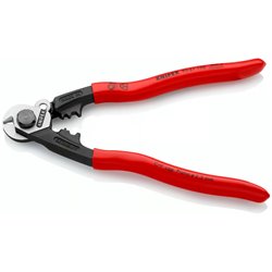 Cortador de cable de acero forjado, longitud 190 mm, superficie lacada, mangos recubiertos de plástico