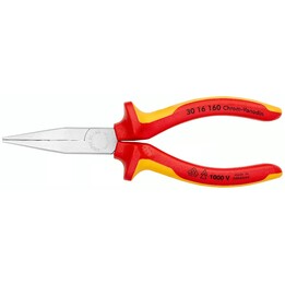 Alicates de nariz longo, comprimento 160 mm, superfície cromada, garras com vários componentes
