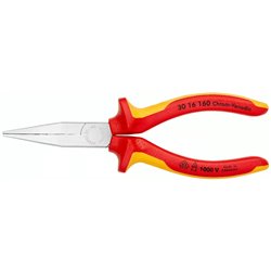 Lange Nasenzange, Länge 160 mm, verchromte Oberflächenzange, mehrkomponente Griffe mit mehreren Komponenten