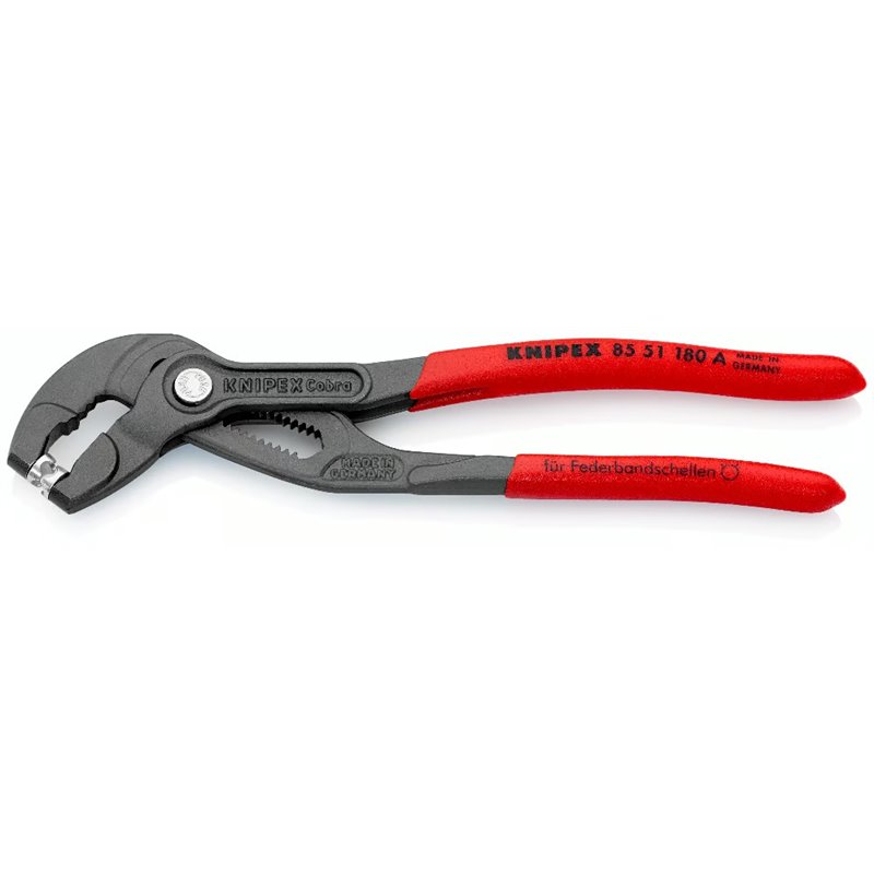 Alicates para abrazaderas de manguera de resorte, longitud 180 mm, superficie lacada, mangos recubiertos de plástico