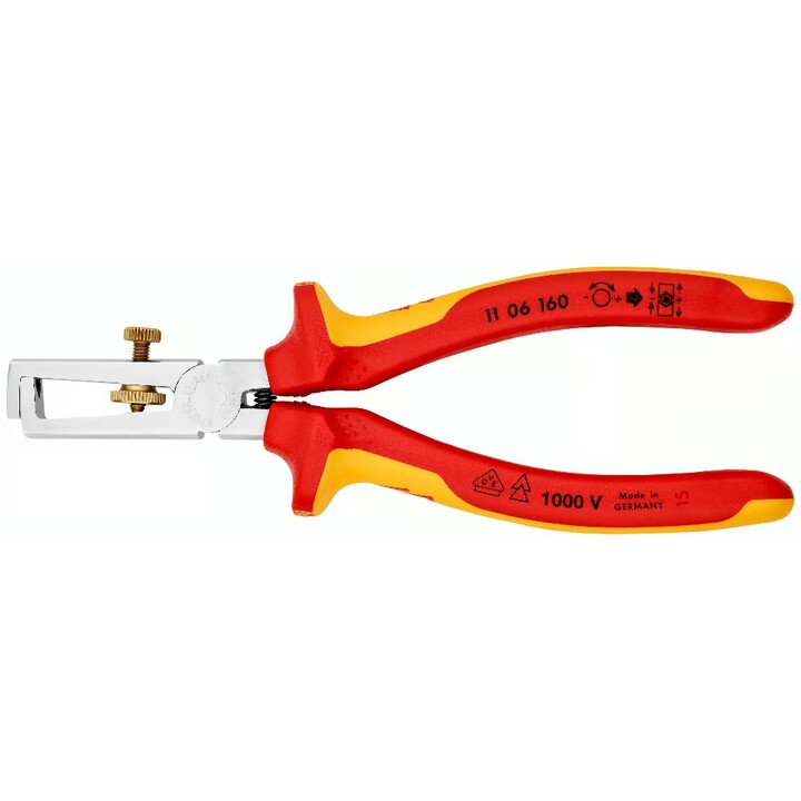 Insulation Stripper With opening spring, universal, Length 160 mm, Surface chrome-plated