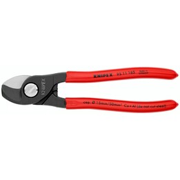 Cable Shears, Length 165 mm, Surface lacquered, Grips plastic coated