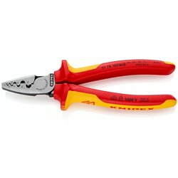 Alicates de crimpado para casquillos de cable, longitud 180 mm, superficie lacada, mangos multicomponente