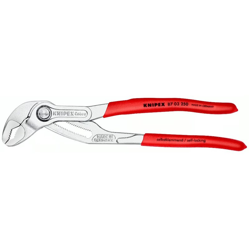 Knipex cobra High-Tech-Wasserpumpenzange, Länge 250 mm, Oberflächenchromplatte, Griffe Kunststoffbeschichtet