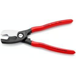 Tijeras para cables con doble filo, longitud 200 mm, superficie lacada, mangos recubiertos de plástico